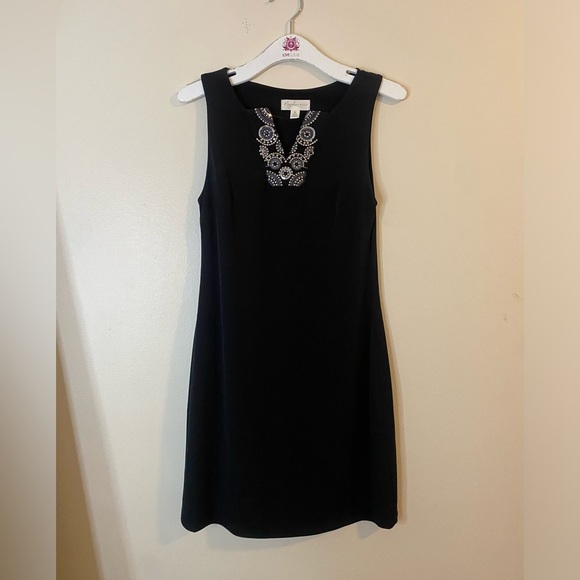 Magnolia Grace Women’s Black Sleeveless evening Sheath Mini Dress shiny Beads - Picture 1 of 11